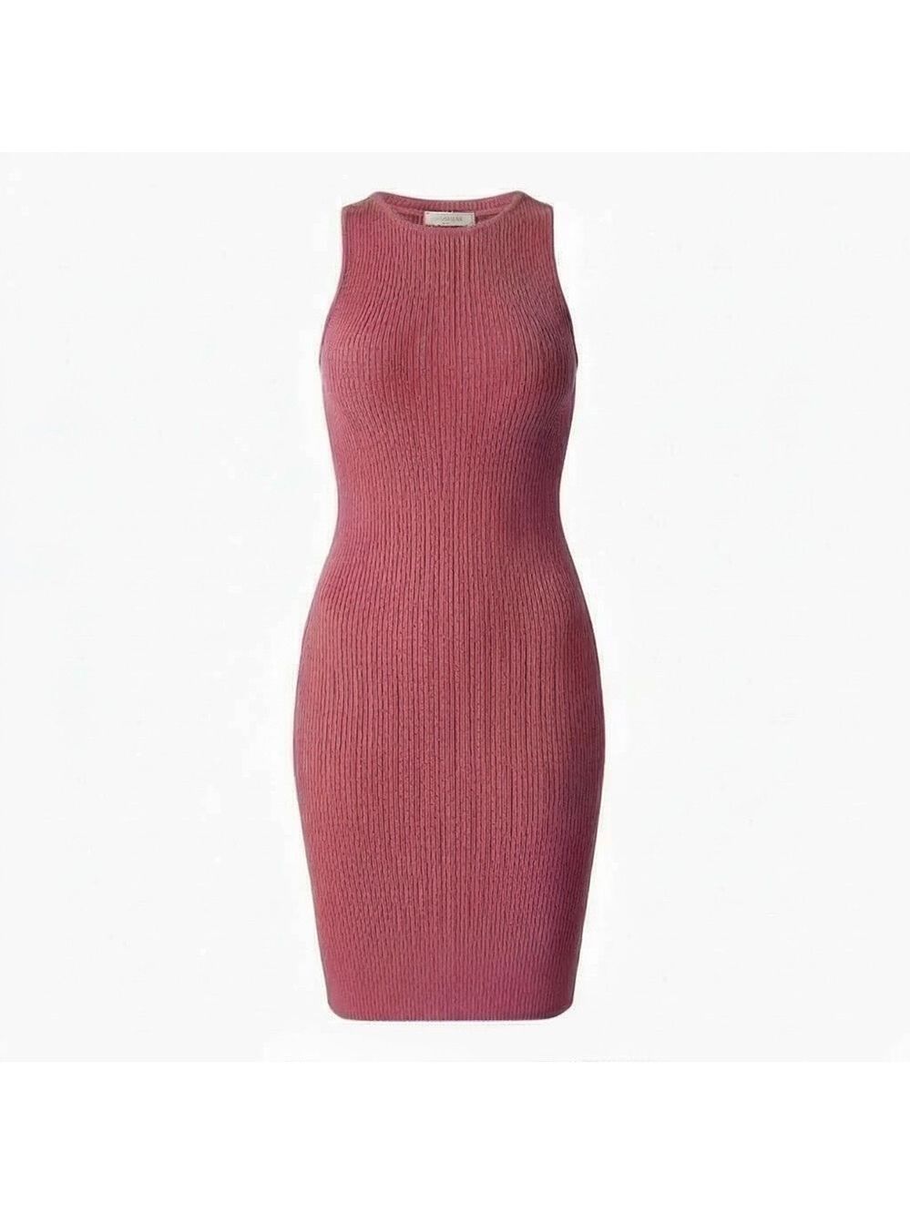 Aritzia Babaton Winslet Sculpt Knit Ribbed Bodycon Dress Sundried Red XS